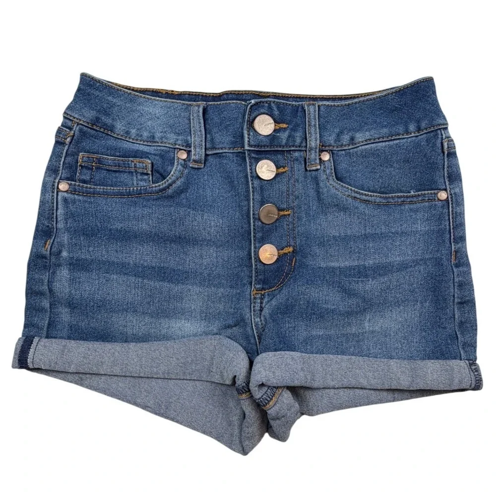 Joe's Jeans Girls Blue Denim Shorts Button Fly Cuffed Size 14 Medium Wash